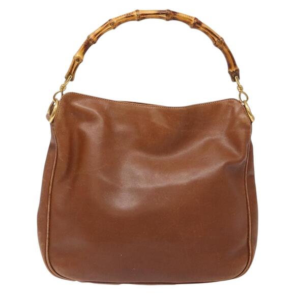 GUCCI Bamboo Hand Bag Leather Brown Gold 001 1705 001 1705 - Picture 3 of 12